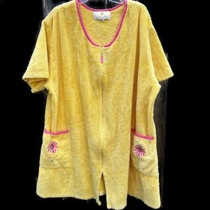 Stan Herman 3X vintage chenille embroidered zip front swing robe